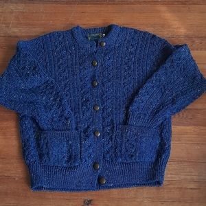 Authentic Irish Knit Sweater Cardigan -100% Wool